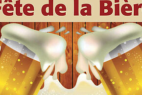 Affiche de la fête de la bière avec 2 chopes pleines